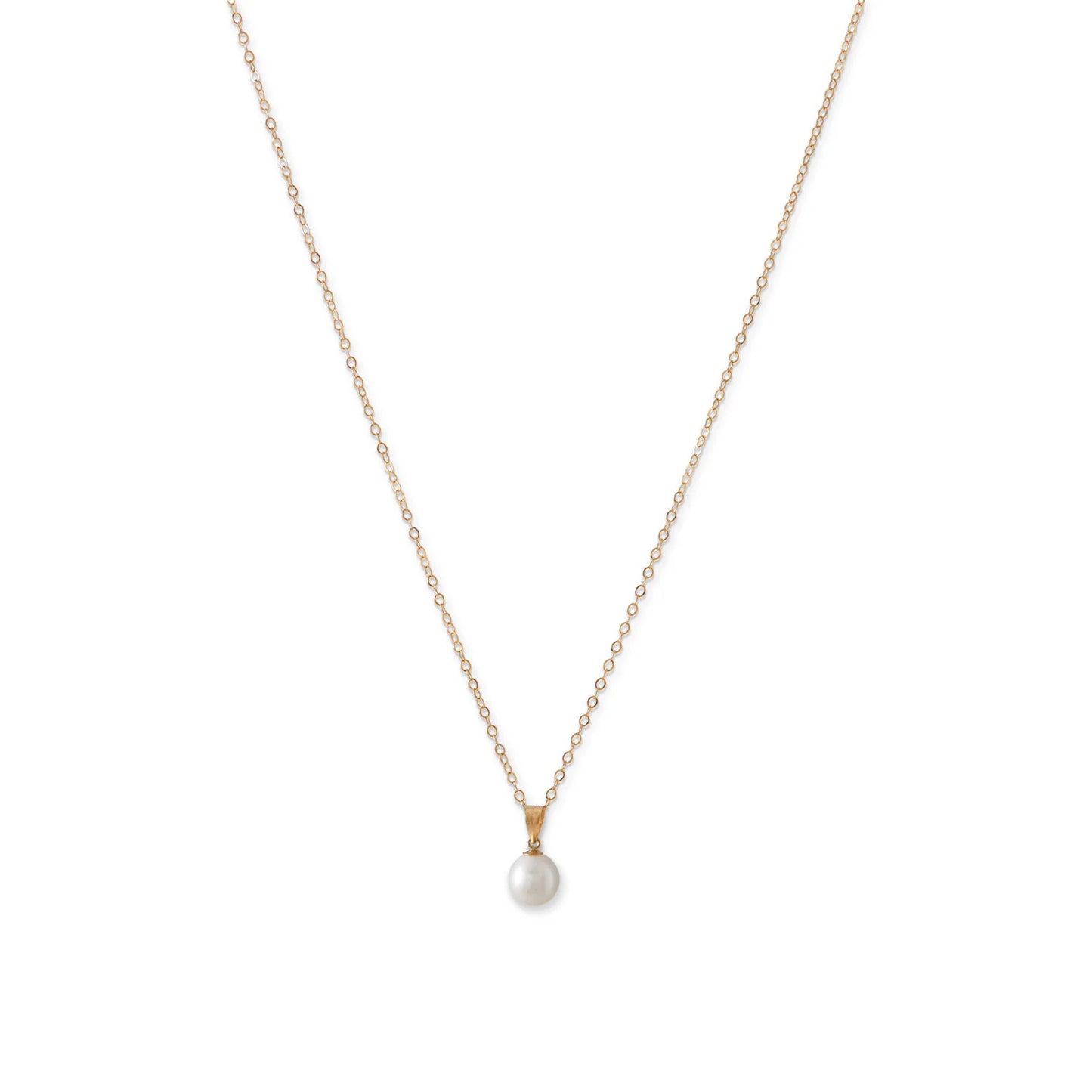 Pearl Necklace - 14K Yellow Gold Cultured Freshwater Pearl Pendant