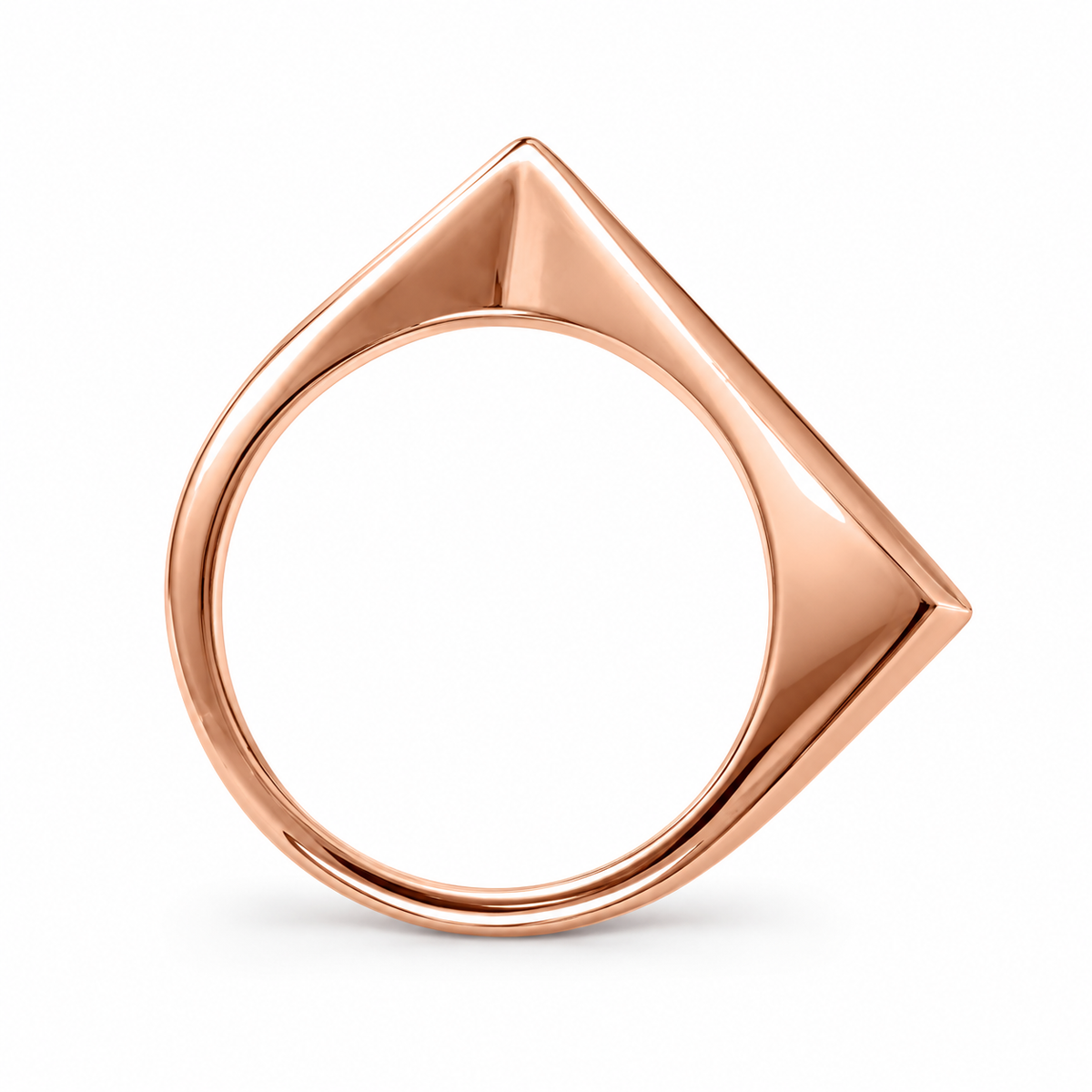 Flat Top Triangle Slice Ring 14K Rose Gold Plated 925 Silver 6mm-1.2mm Sizes 6-9