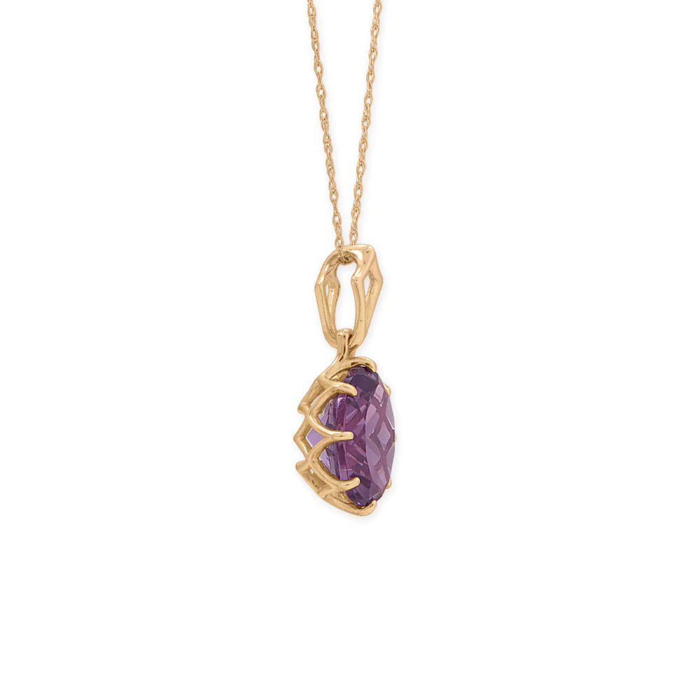 Amethyst Necklace - 14K Yellow Gold Openwork Pendant