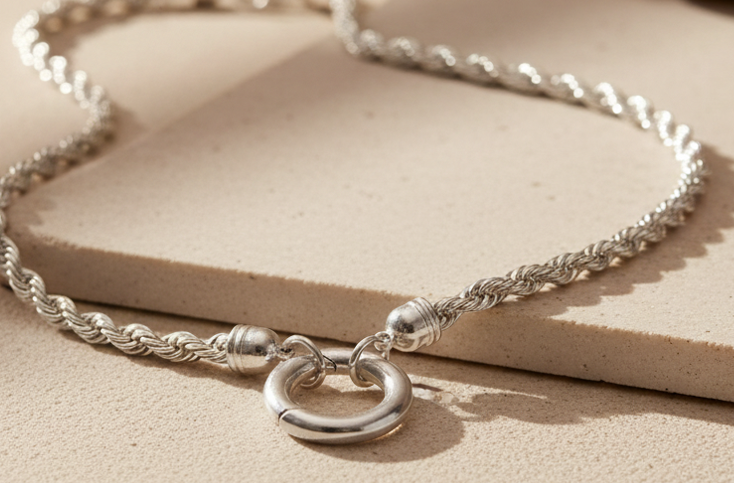 Rope Chain Necklace 925 Sterling Silver 3.5mm Hinge Clasp 18 Inch Italy
