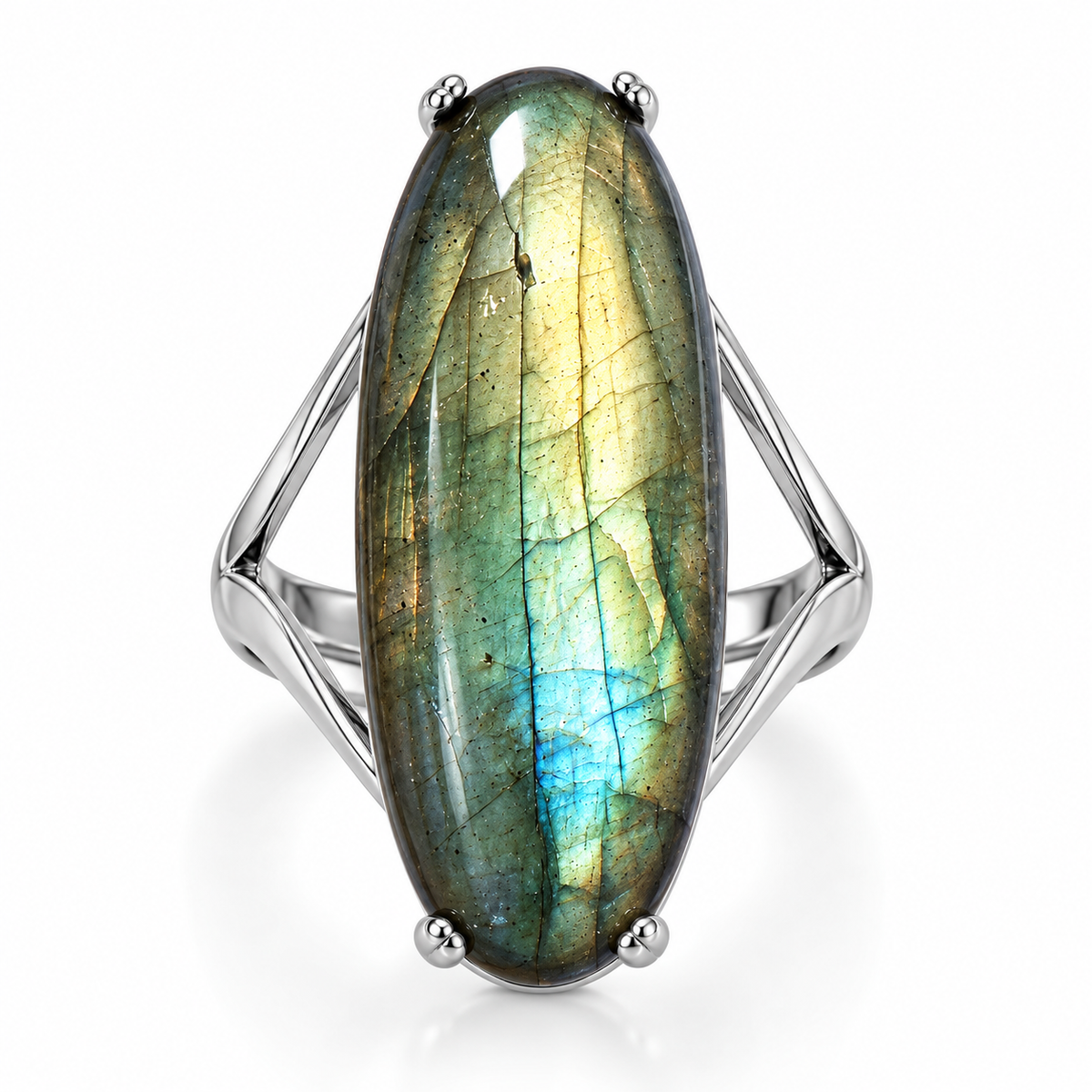Large Oval Labradorite Ring 925 Sterling Silver 30x12mm 2mm Sizes 6-10