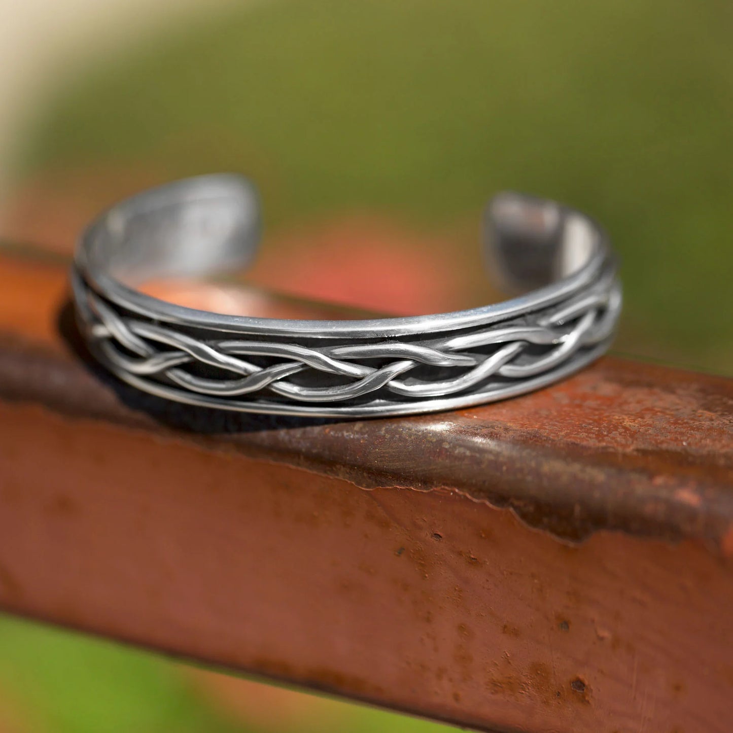 Braided Men's Cuff Bracelet with Oxidized Finish