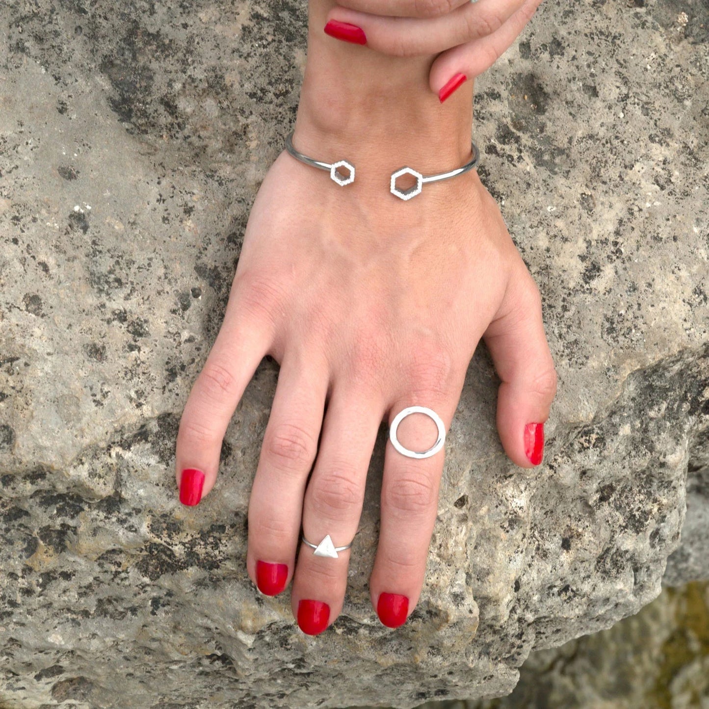 Sterling Silver Textured Open Circle Ring, 17mm, .925 Silver