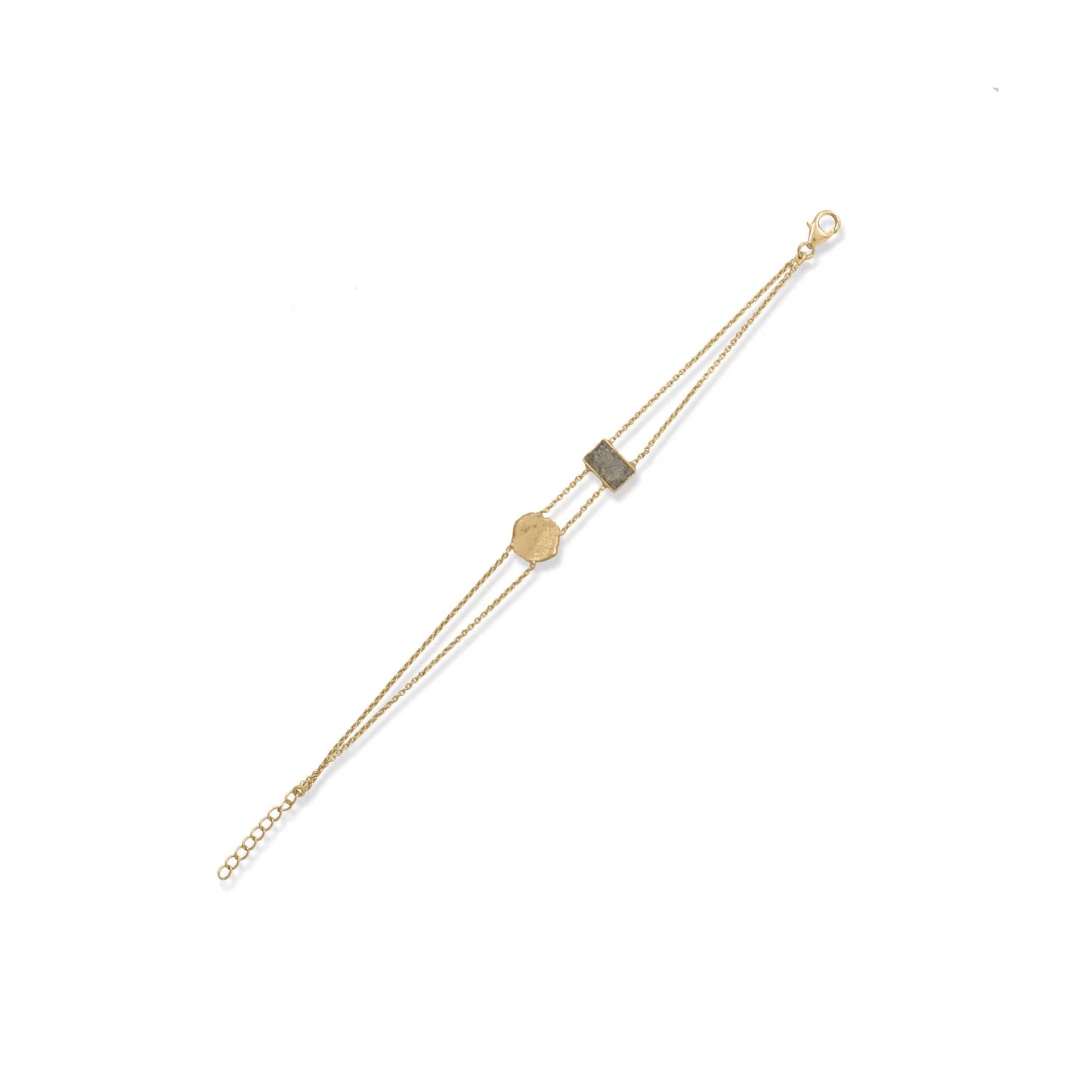 7" + 1" 14K Gold Plated Labradorite Disk Bracelet