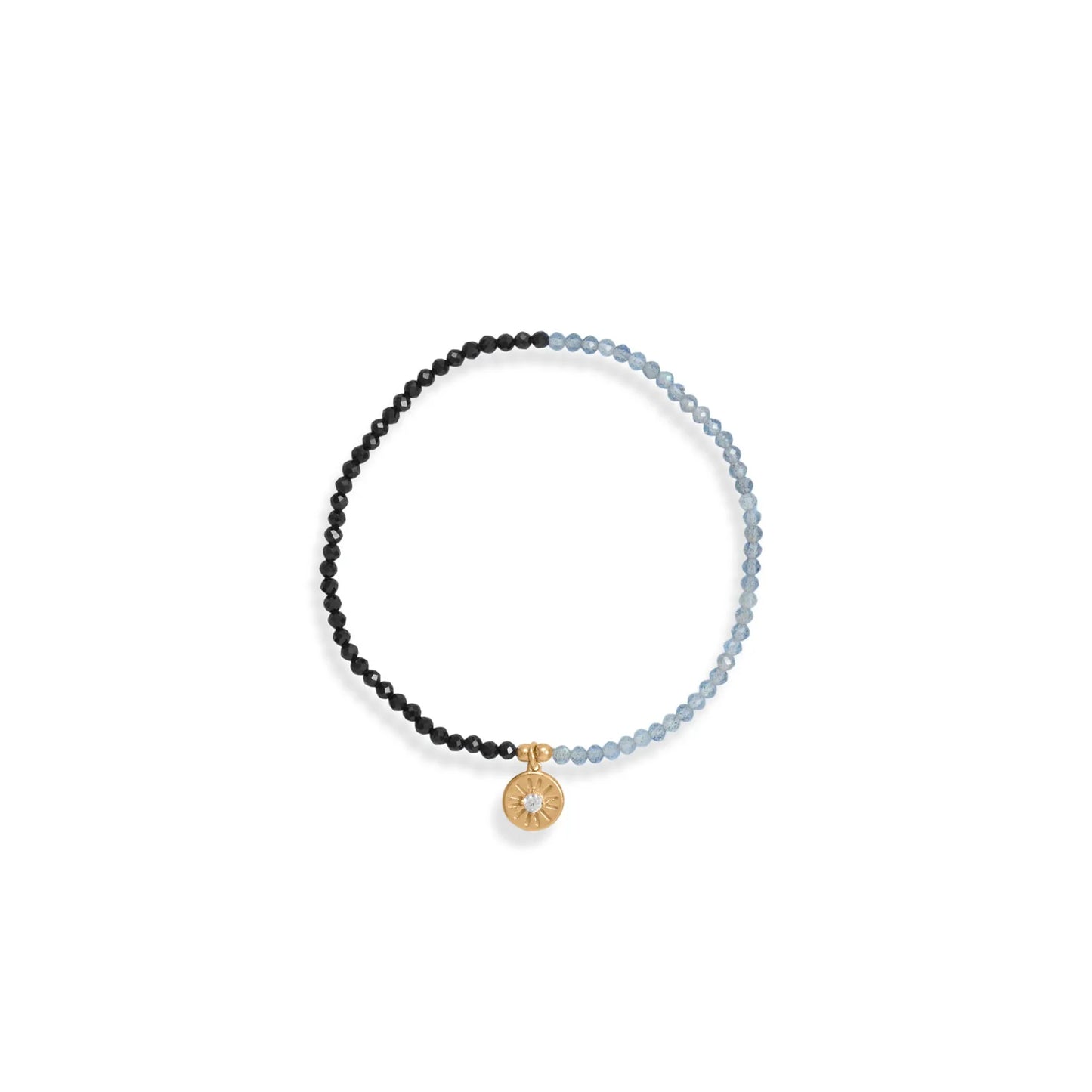 Labradorite & Black Spinel Bracelet Set - 14K Gold Plated