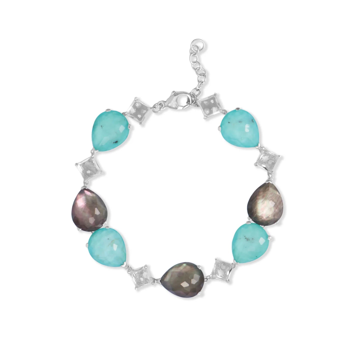 7" + 1" Topaz, Turquoise and Mother of Pearl Bracelet - Passionately designed for you. Add it to your collection today!