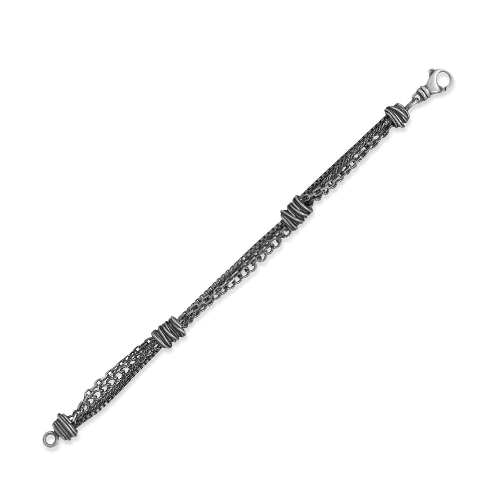 7" Oxidized Multi Chain Bracelet