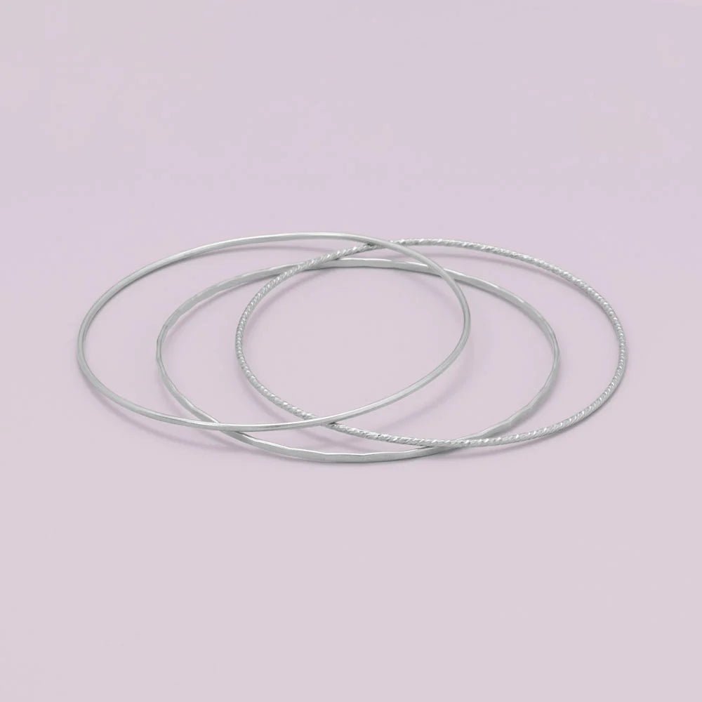 1.3mm Wide Hammered Wire Bangle Bracelet