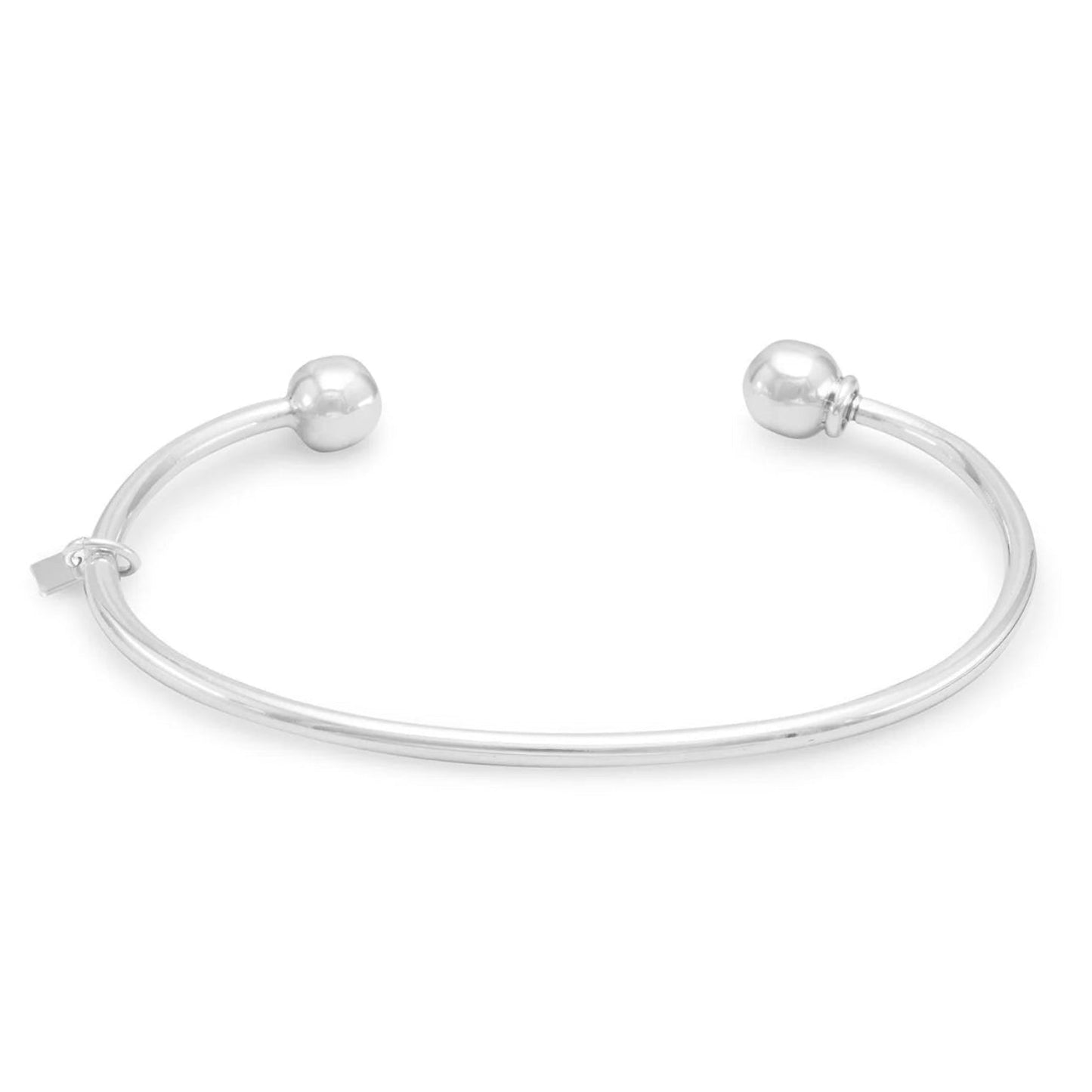 Charm Cuff Bracelet Ball End 925 Sterling Silver 2.8mm 8mm Ball 7in