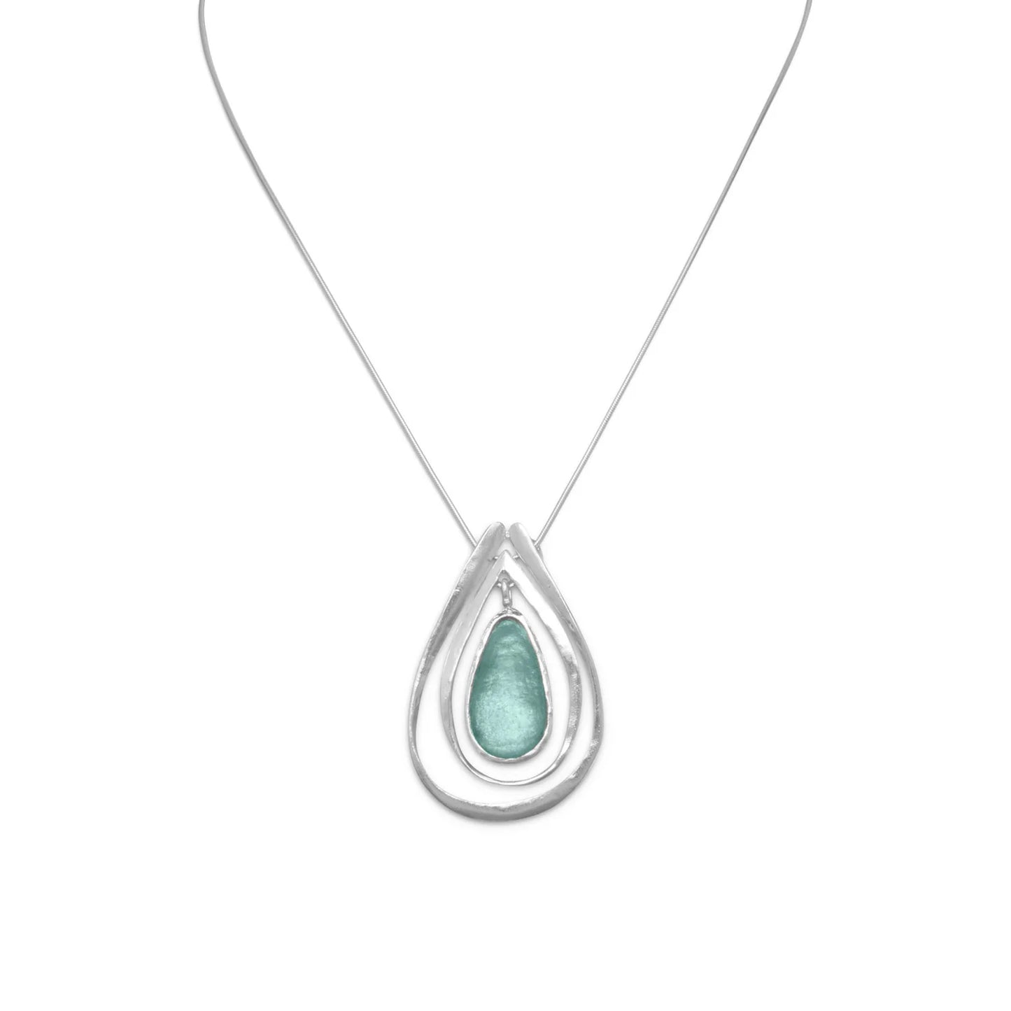 16.5" Necklace with Ancient Roman Glass and Cut Out Design Pendant