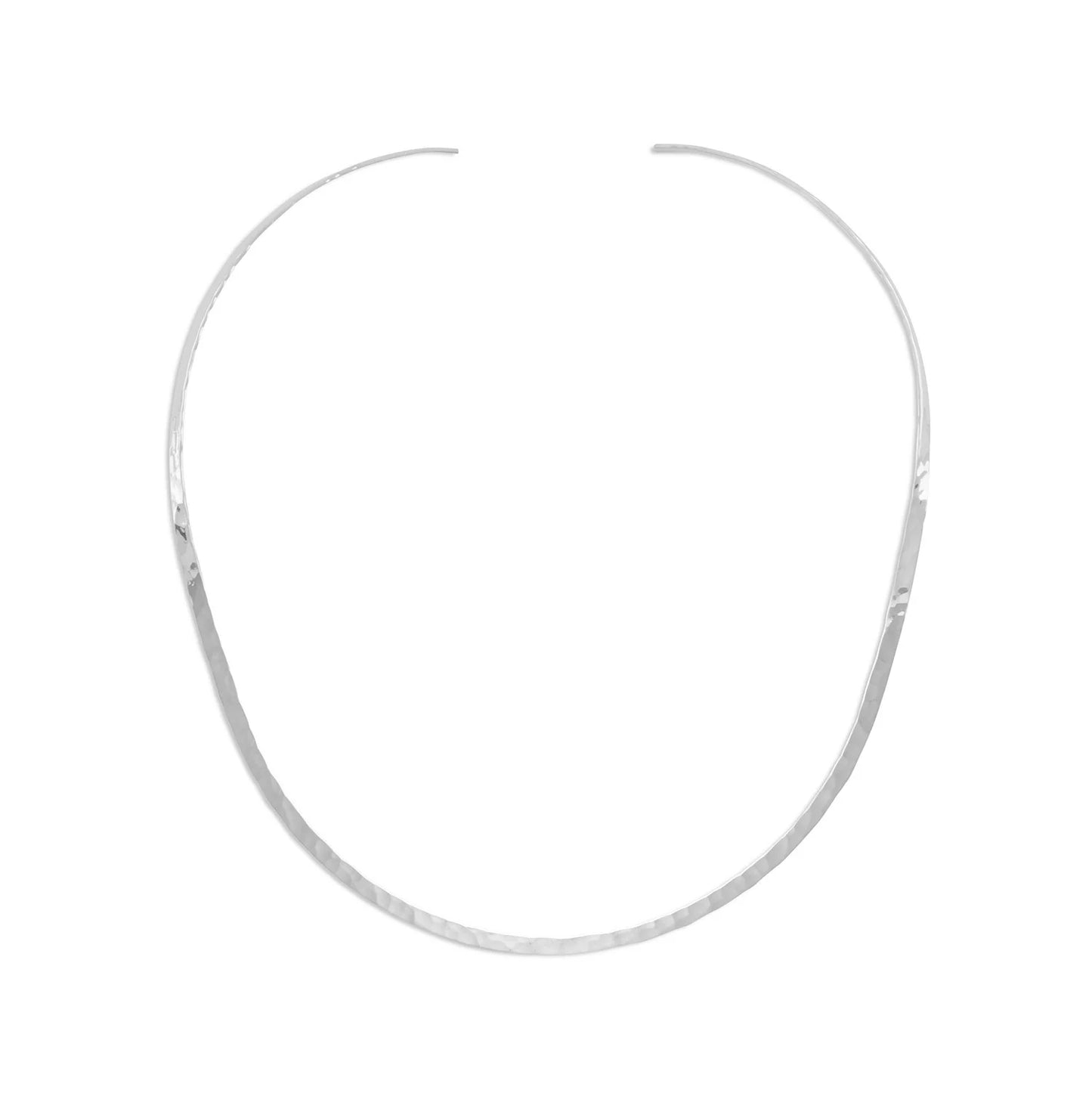 Sterling Silver Hammered Open Back Collar Necklace, 3mm, Classic Handmade Mexican Design