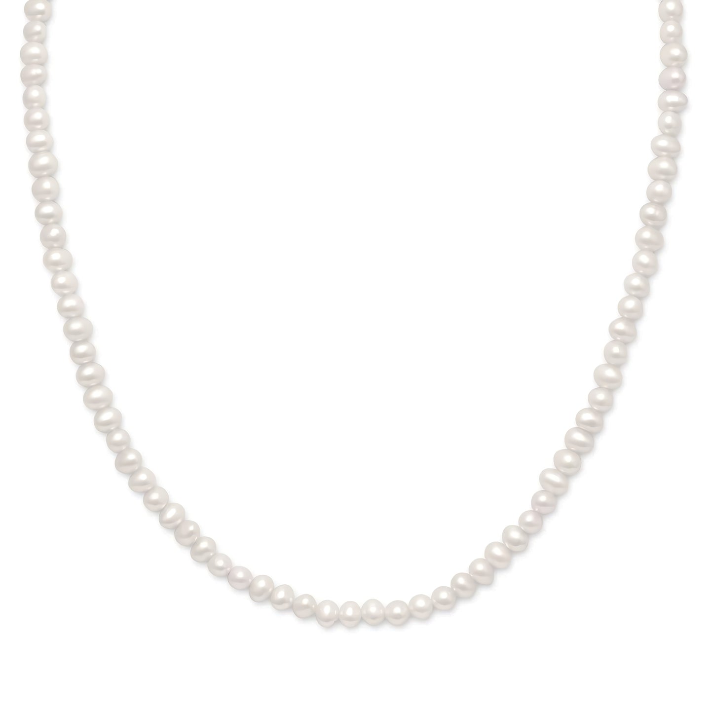 Cultured Freshwater Pearl Necklace 925 Sterling Silver 4mm 15+2 Inch