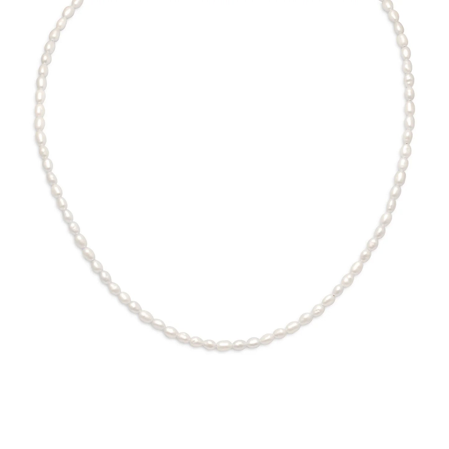 Cultured Freshwater Rice Pearl Necklace, 14/20 Gold Filled, White, 13 Inch with 2 Inch Extension, 3.5x5mm Pearls