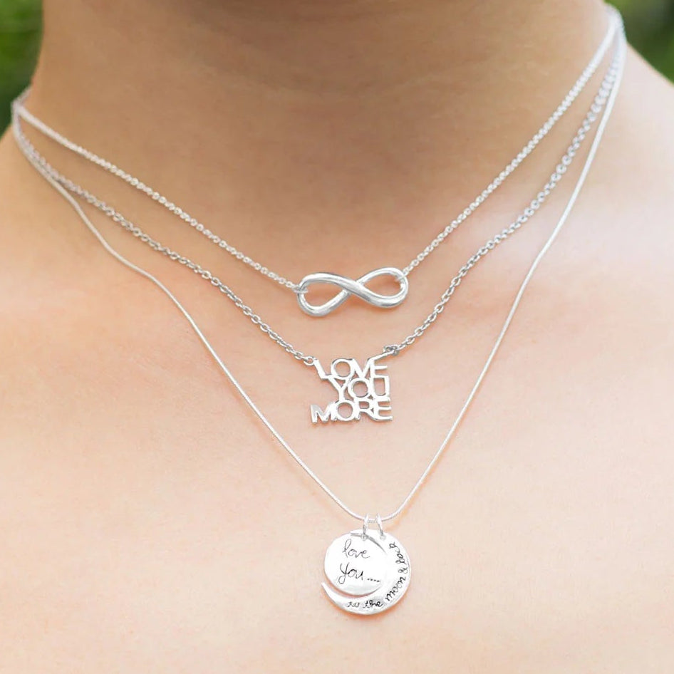 Infinity Necklace - Sterling Silver Polished Drop Pendant