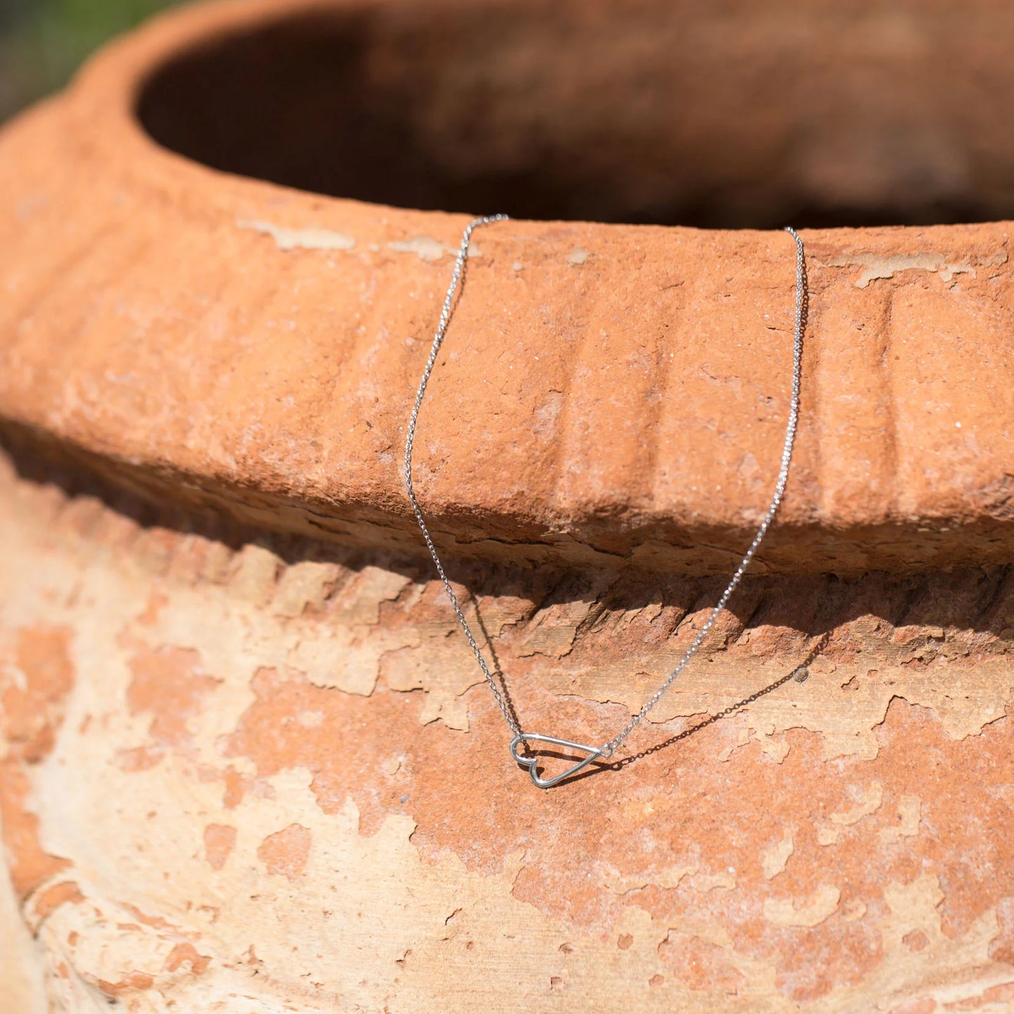 Sterling Silver Sideways Heart Pendant Necklace, Rhodium Plated, 16 Inch Chain with 2 Inch Extension, Spring Ring Closure