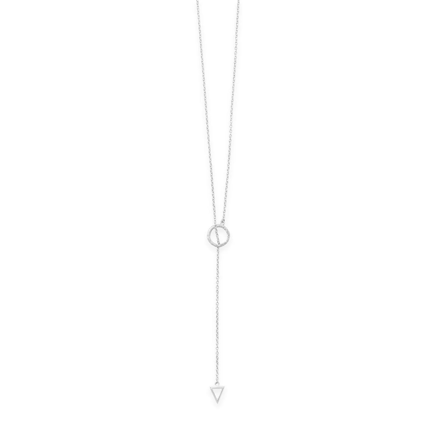 Lariat Necklace - Sterling Silver Y-Shaped Geometric Design