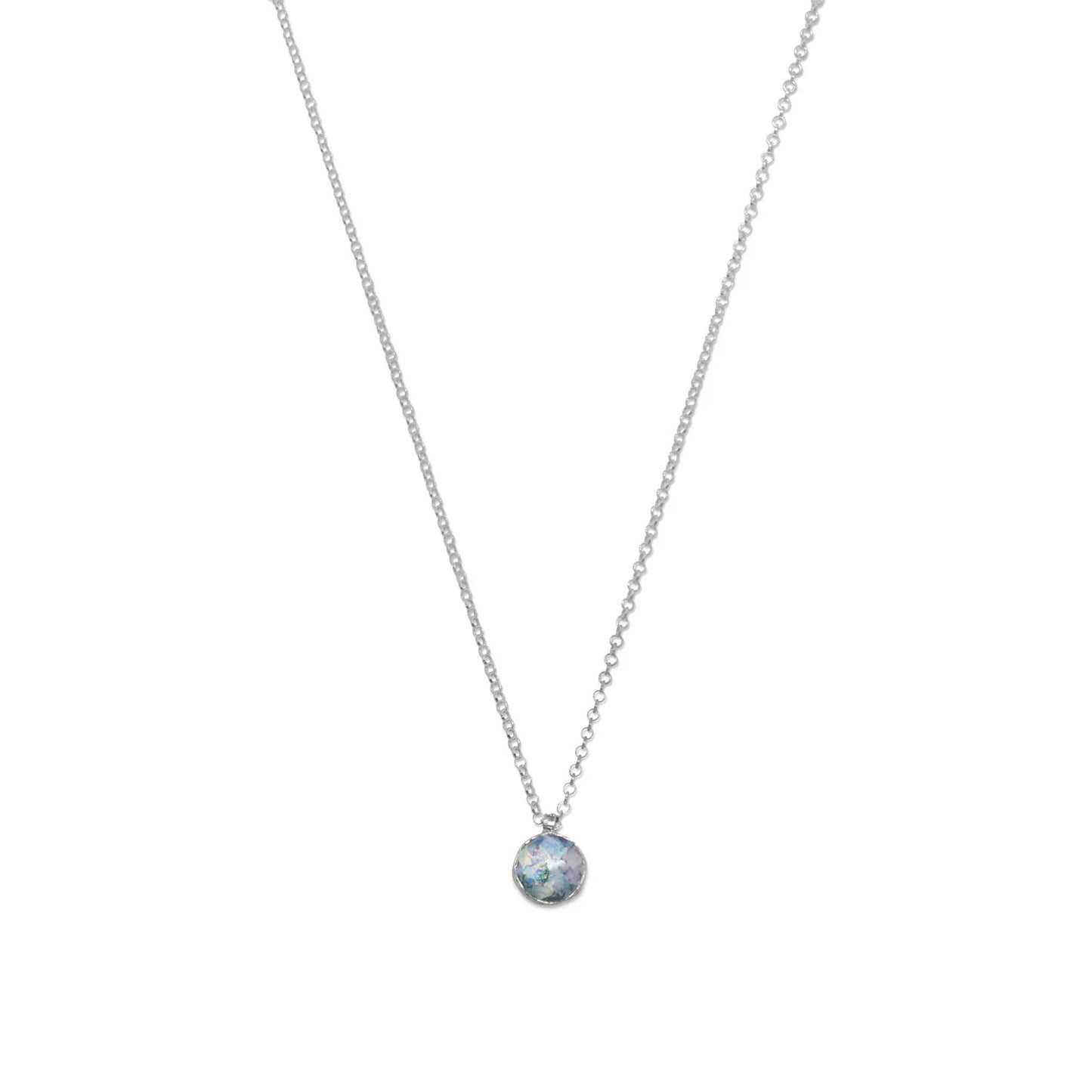 18" Reversible Ancient Roman Glass and Flower Design Necklace