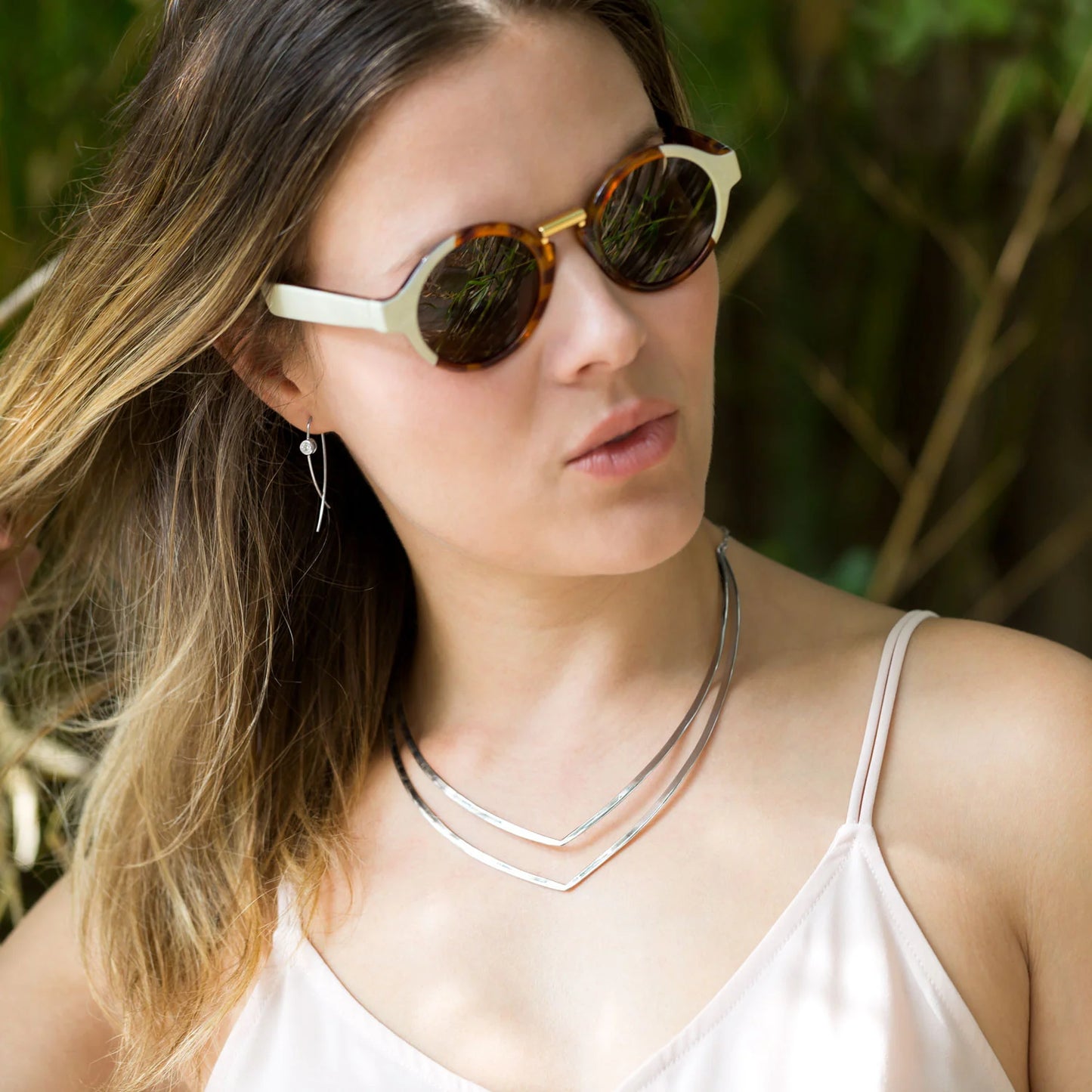 Sterling Silver Rhodium Plated Wire Dangle Earrings with 4mm Bezel Set CZ, 43mm Drop Length