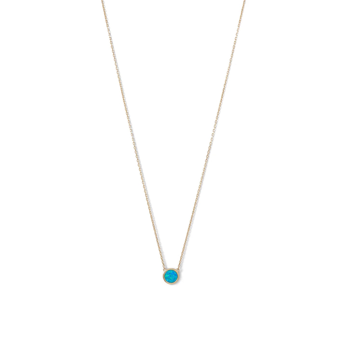 16" + 2" extension 14 Karat Gold Plated Mini Synthetic Blue Opal Necklace