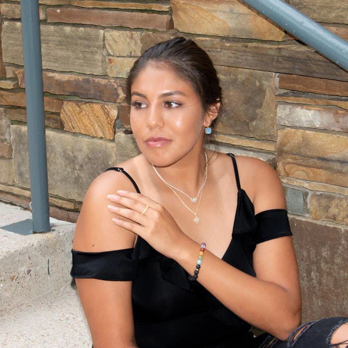 14K Gold Plated Sterling Silver North Star Necklace with CZ and Synthetic Opal, 16 Inch Chain with 2 Inch Extension