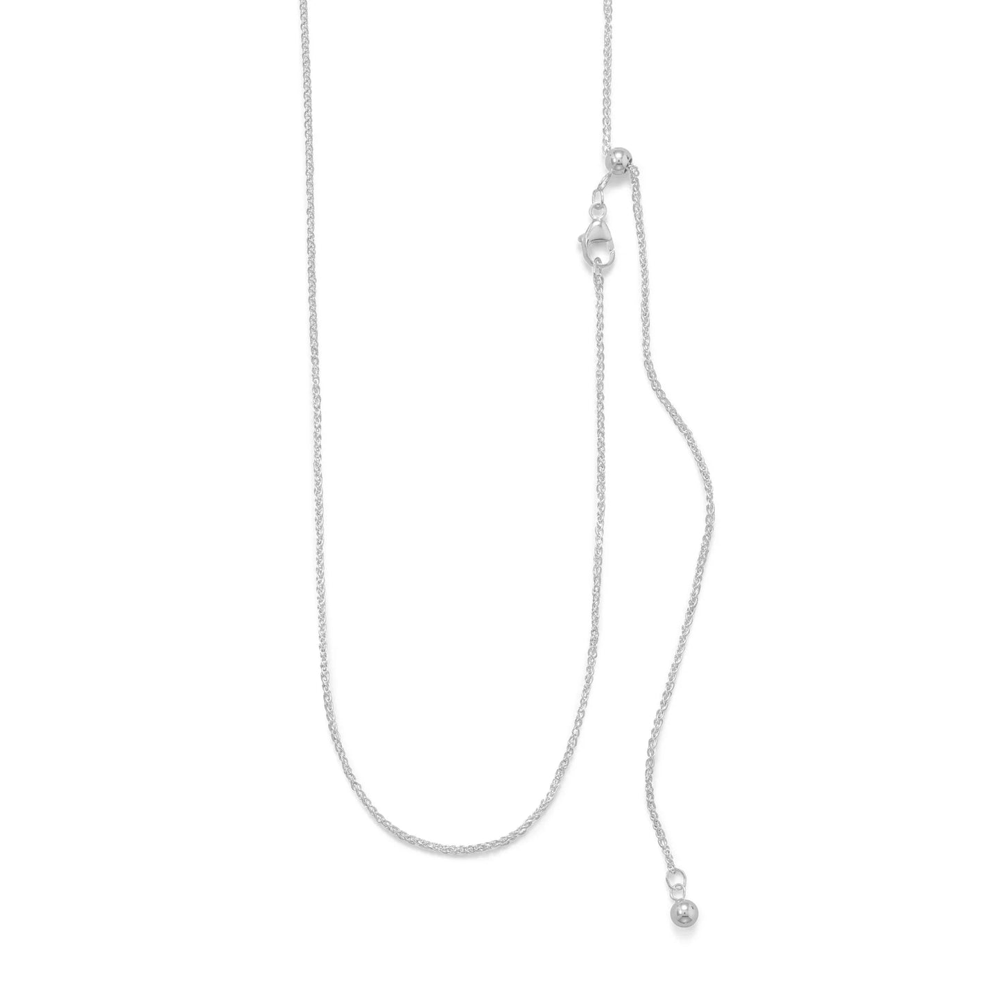 Generic Sterling Silver Adjustable French Wheat Chain Necklace, 1.1mm, 22 Inch, USA Made