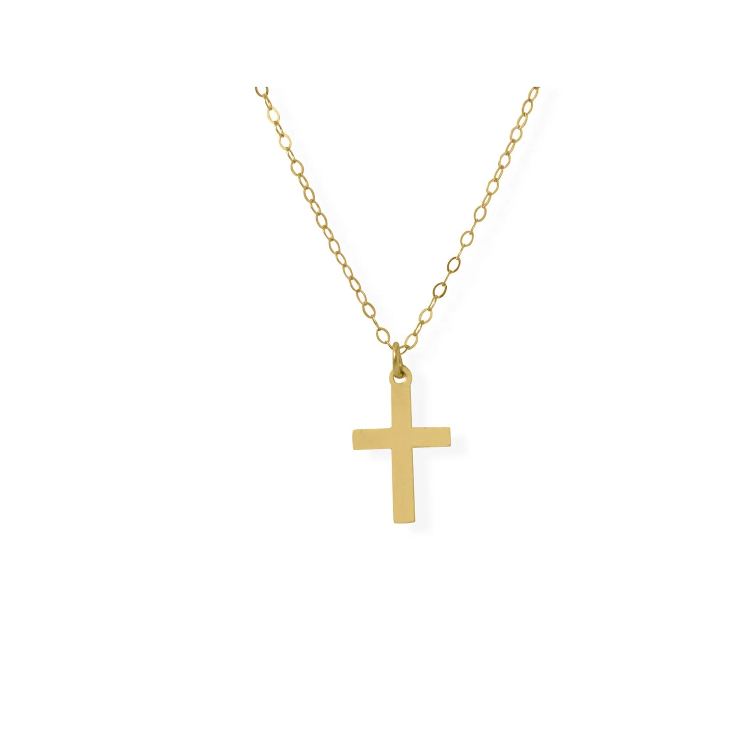 14/20 Gold-Filled Cross Charm Pendant Necklace, 13 Inch with 1 Inch Extension, Spring Ring Closure, 10mm x 16mm Cross