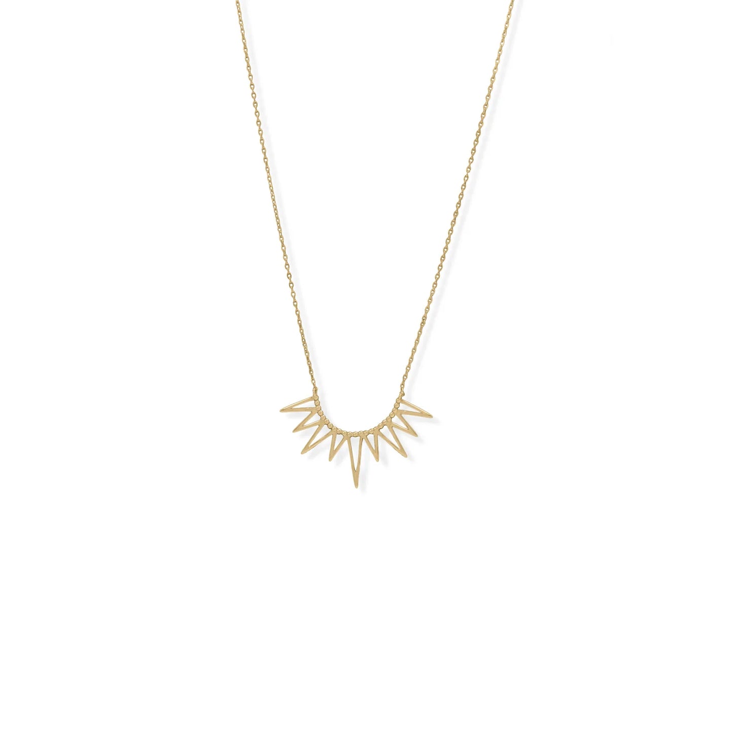 16" + 2" 14 Karat Gold Plated Beaded Sun Necklace