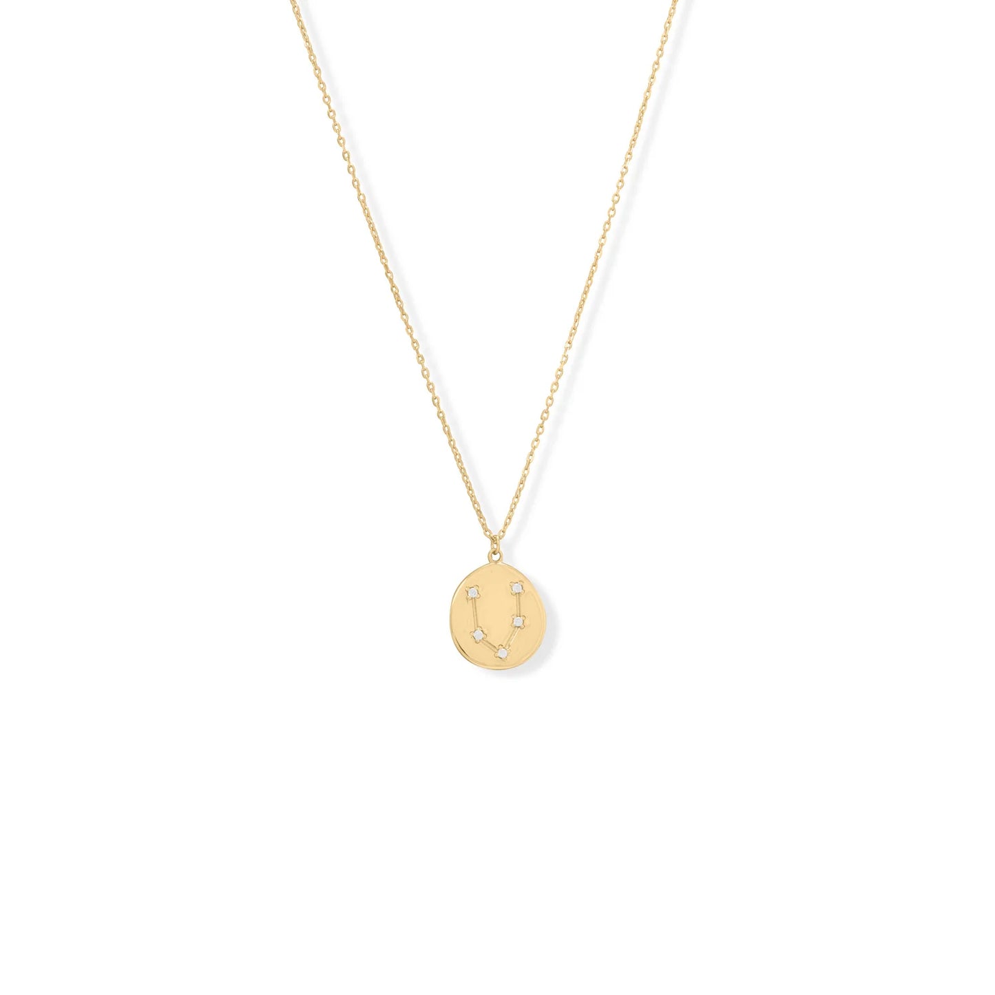 Pisces Zodiac Constellation Necklace, 16 Inch Chain with 2 Inch Extension, Celestial Astrology Coin Pendant