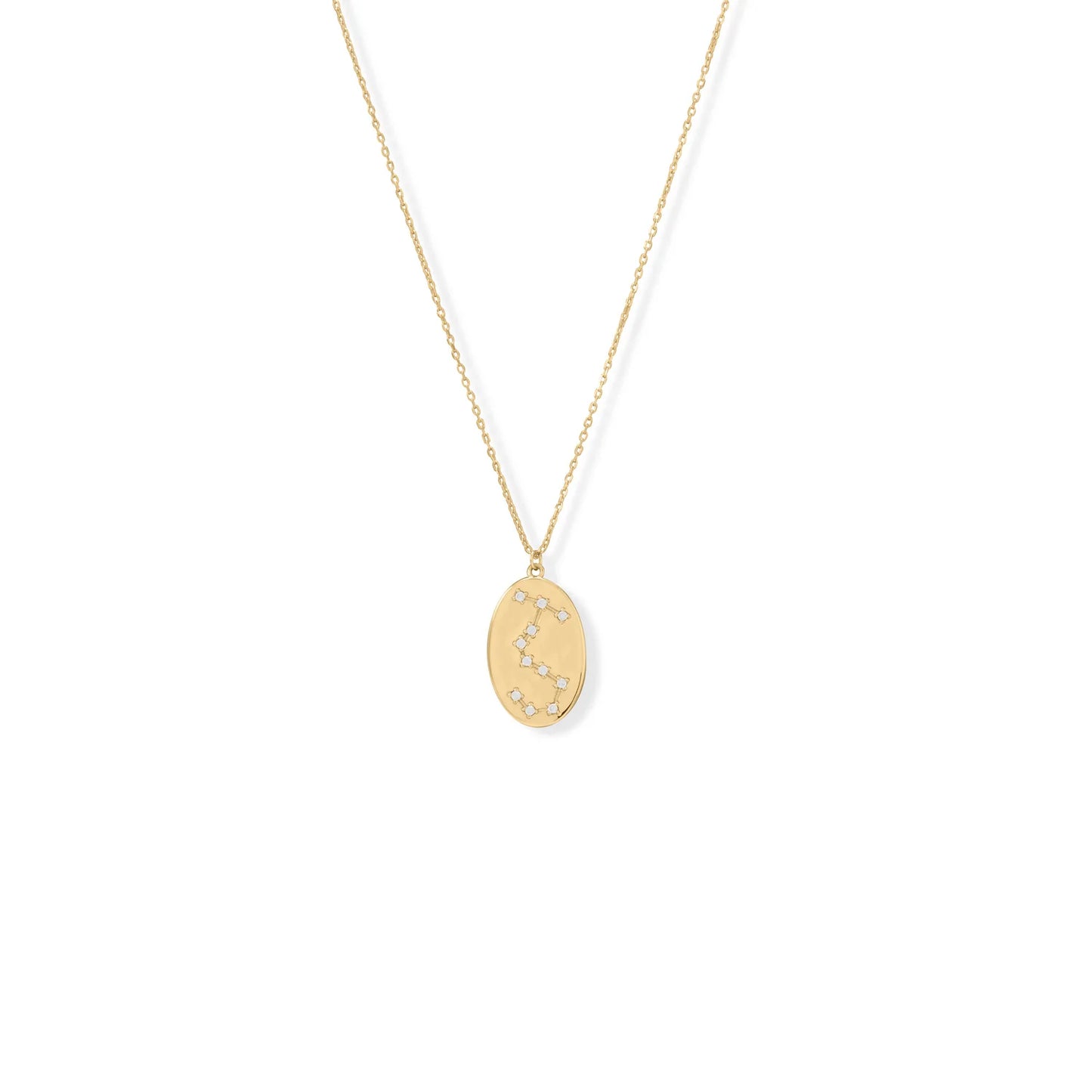 Zodiac Scorpio Constellation Oval Coin Necklace, 16 Inch Chain with 2 Inch Extender