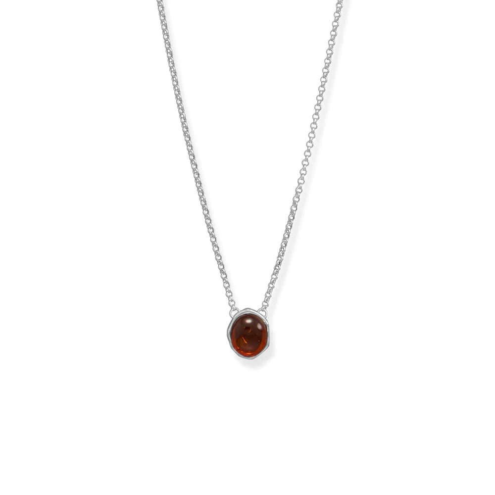 18" + 2" Hammered Edge Oval Baltic Amber Necklace