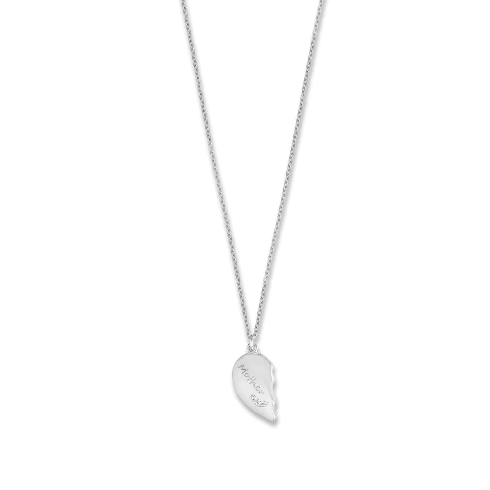 Sterling Silver Mother Daughter Heart Necklace Set, CZ Moon and Star Pendants, 16 Inch Chain with 2 Inch Extender, Spring Ring Closure