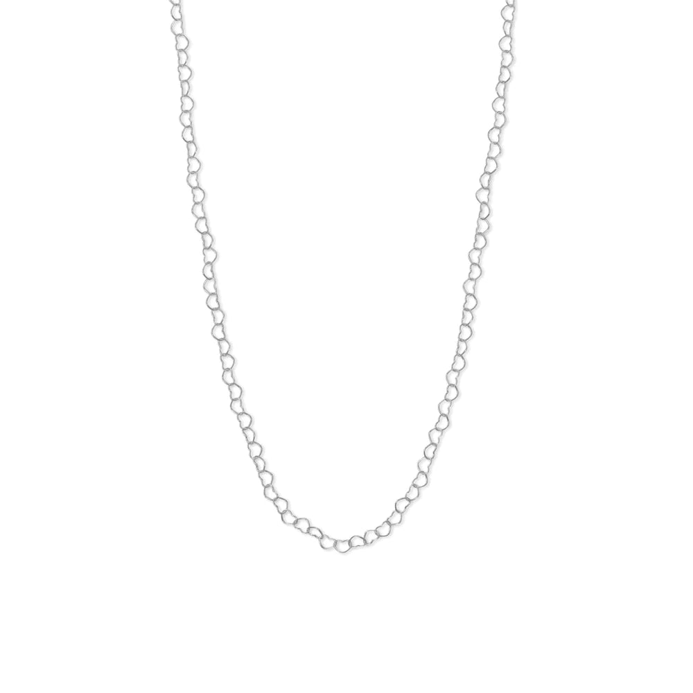 16" 18" Sterling Silver Linked Hearts Chain Necklace, 4mm Wide, Italian Made, Lobster Clasp