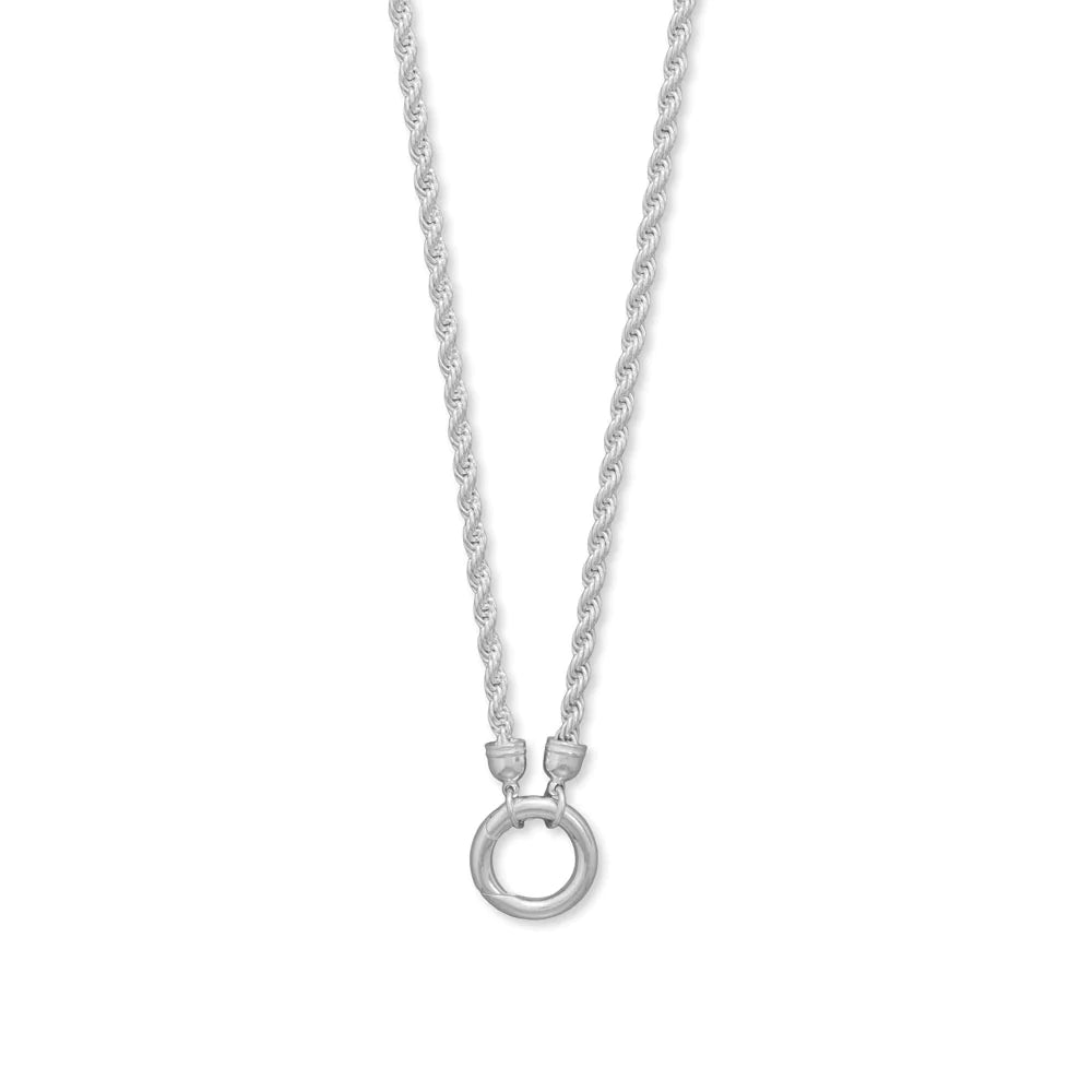 Sterling Silver Rope Chain Necklace, 18 Inch, 3.5mm Width, Italian Made, Inverted Hinge Clasp, .925 Silver