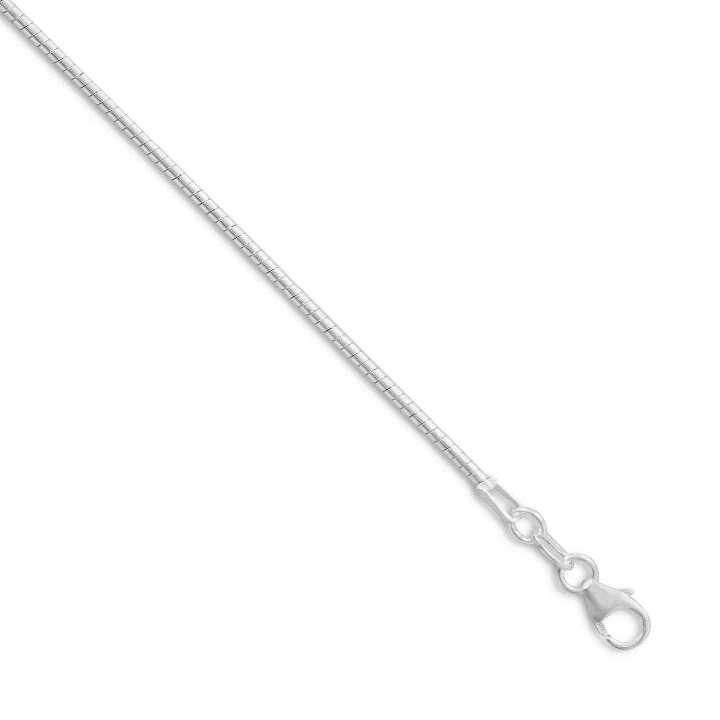Round Omega Necklace 925 Sterling Silver Lobster Clasp Italy 1.5mm