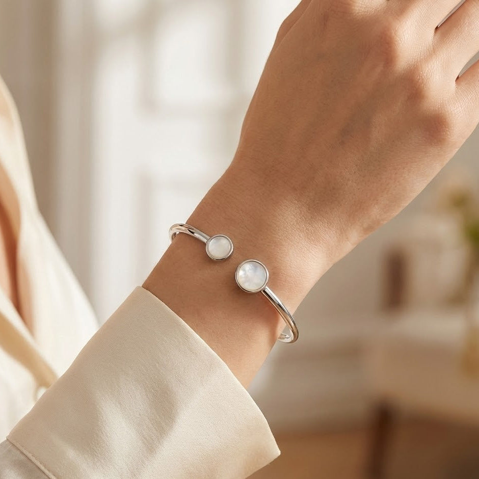 Rainbow Moonstone Cuff Bracelet 925 Sterling Silver Polished 8mm 10mm 3mm