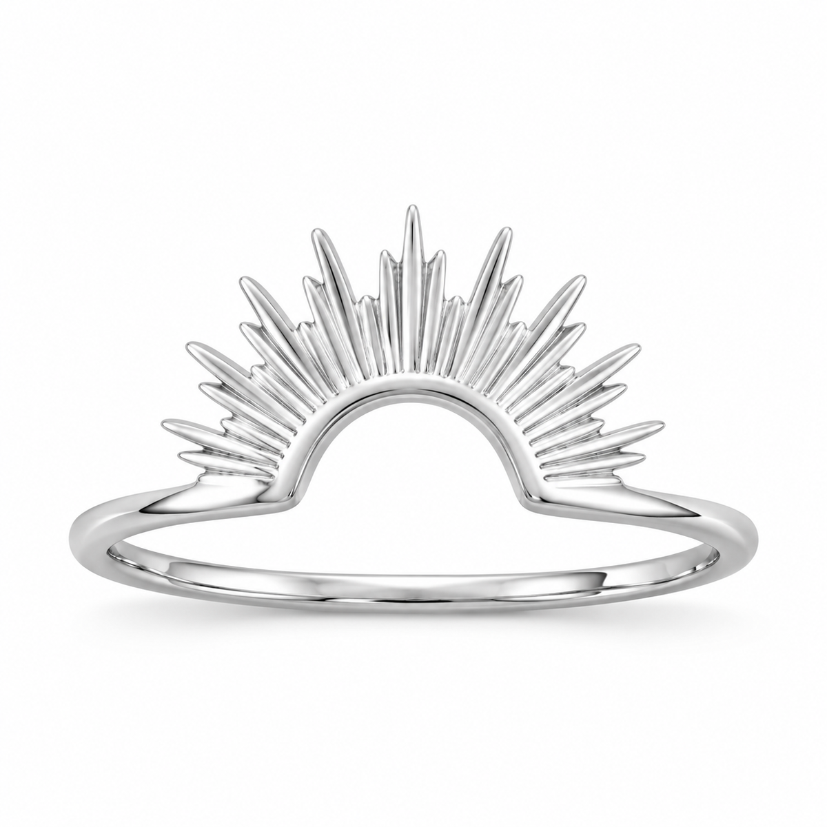Shiny Silver Intricate Sun Design Ring 925 Sterling Silver 1.2mm Sizes 5-9