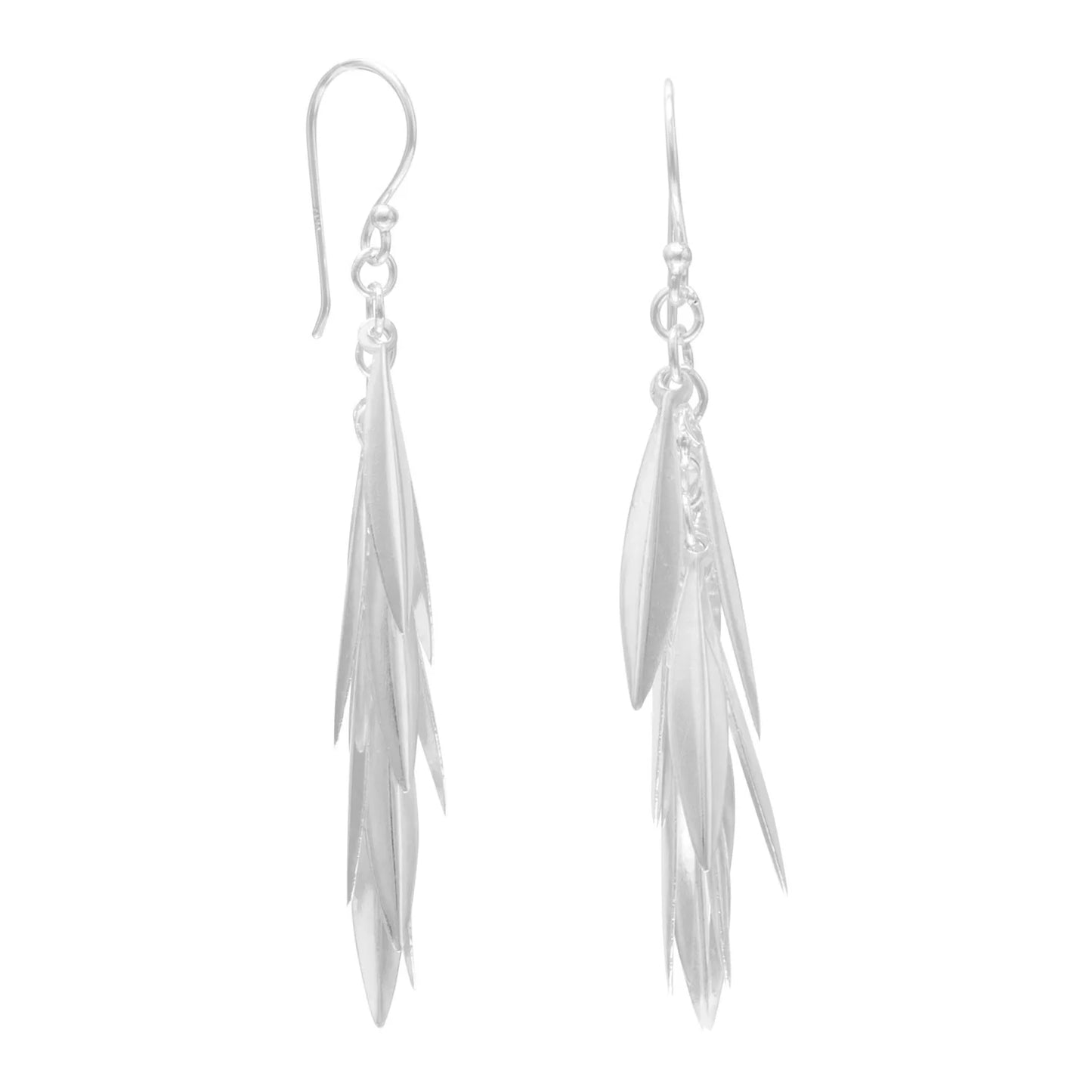 Sterling Silver Marquise Cluster Drop Dangle Earrings, French Wire, 47mm Length