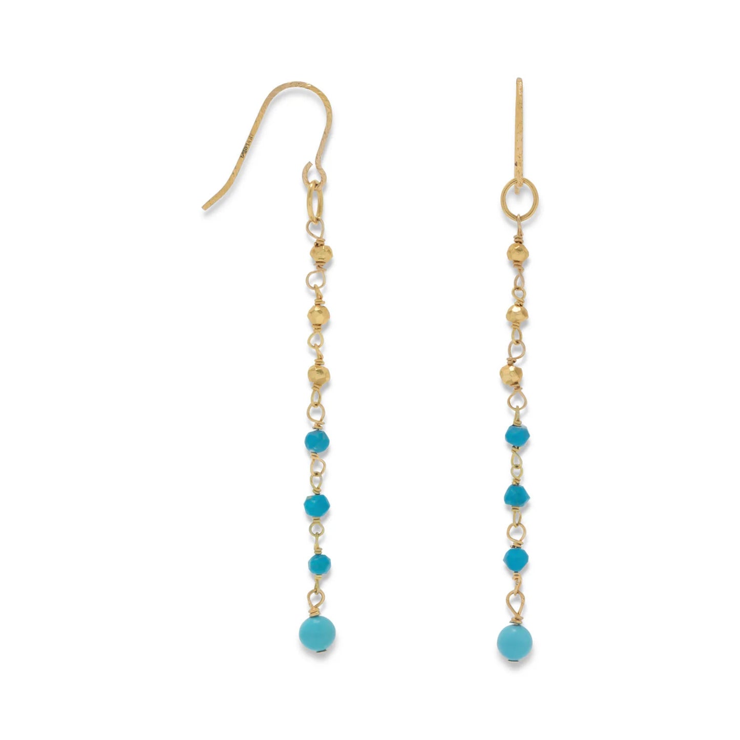 14K Gold Plated Earrings with Reconstituted Turquoise Beads