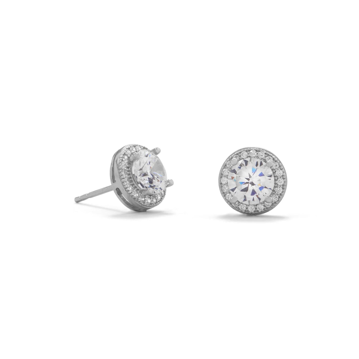 Rhodium Plated CZ Studs