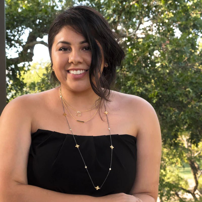 14 Karat Gold Plated Sterling Silver Diamond Chip Bar Necklace, Black Resin Setting, 19 Inch Chain with 2 Inch Extension, 0.50 CTW