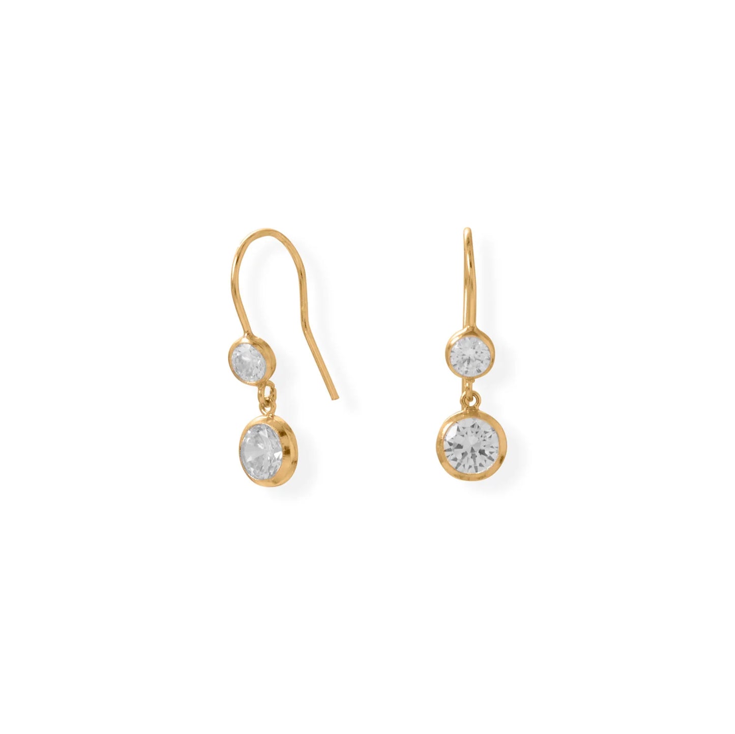 14/20 Gold-Filled French Wire Drop Earrings with CZ, 23.5mm Length