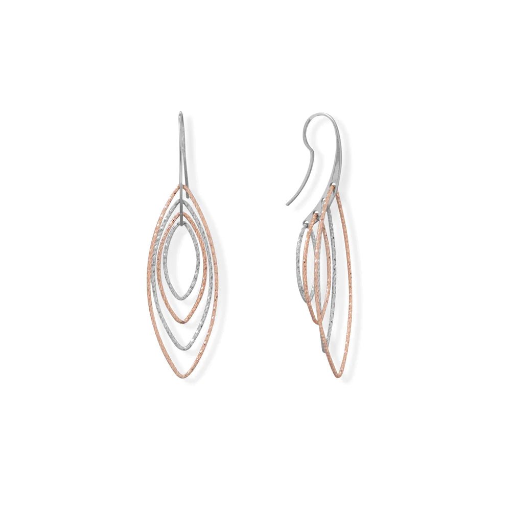 Italian Two Tone Marquise 3D Earrings