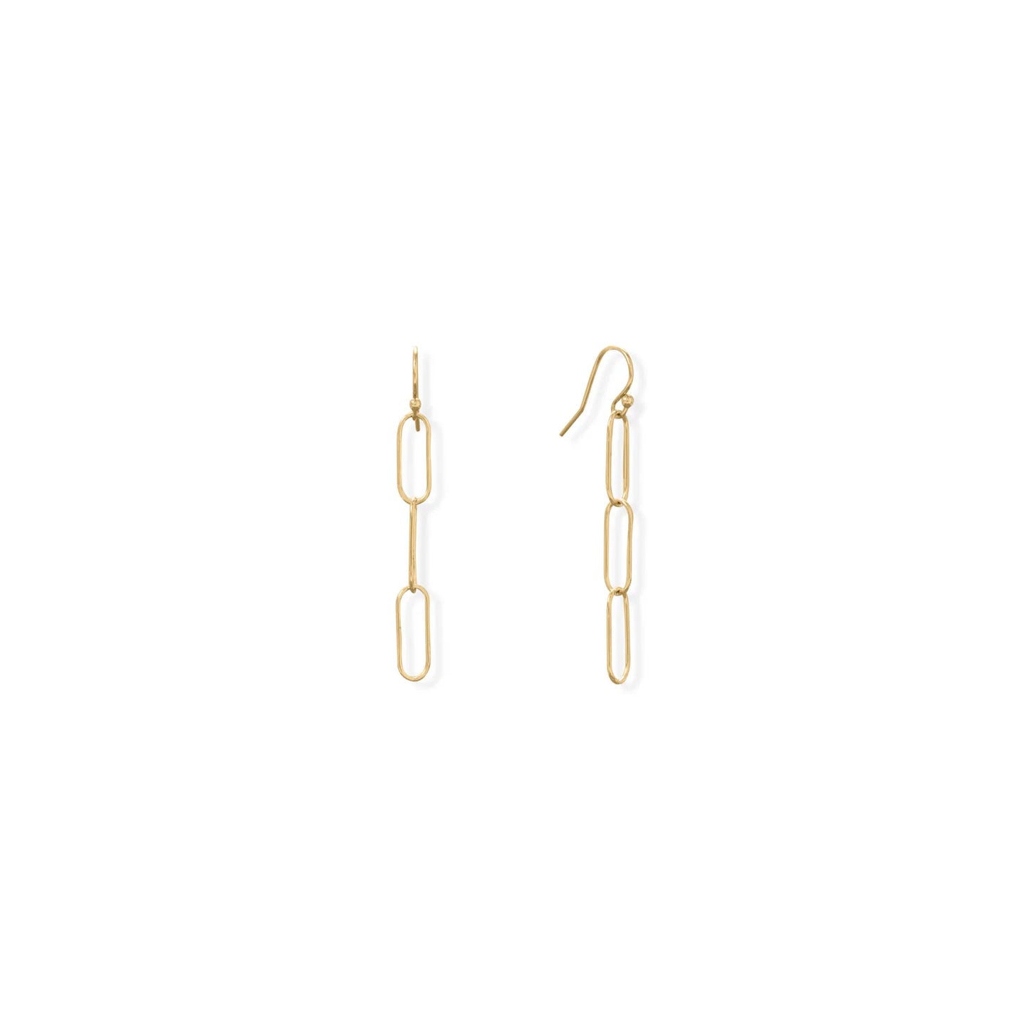 14/20 Gold Filled Paperclip Chain French Wire Earrings, 5x15mm Links, 52mm Length