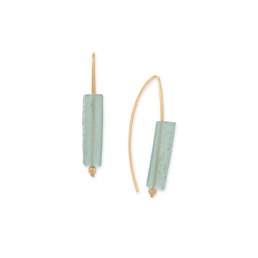Gold-filled Earrings With Ancient Roman Glass Bars on Wire