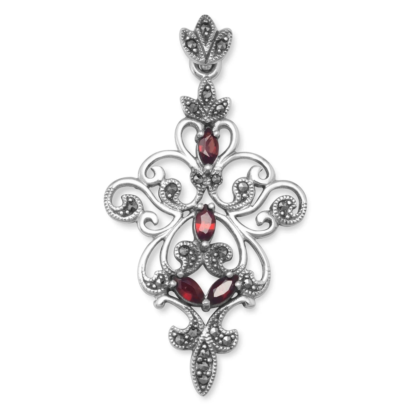 Marcasite and Garnet Pendant