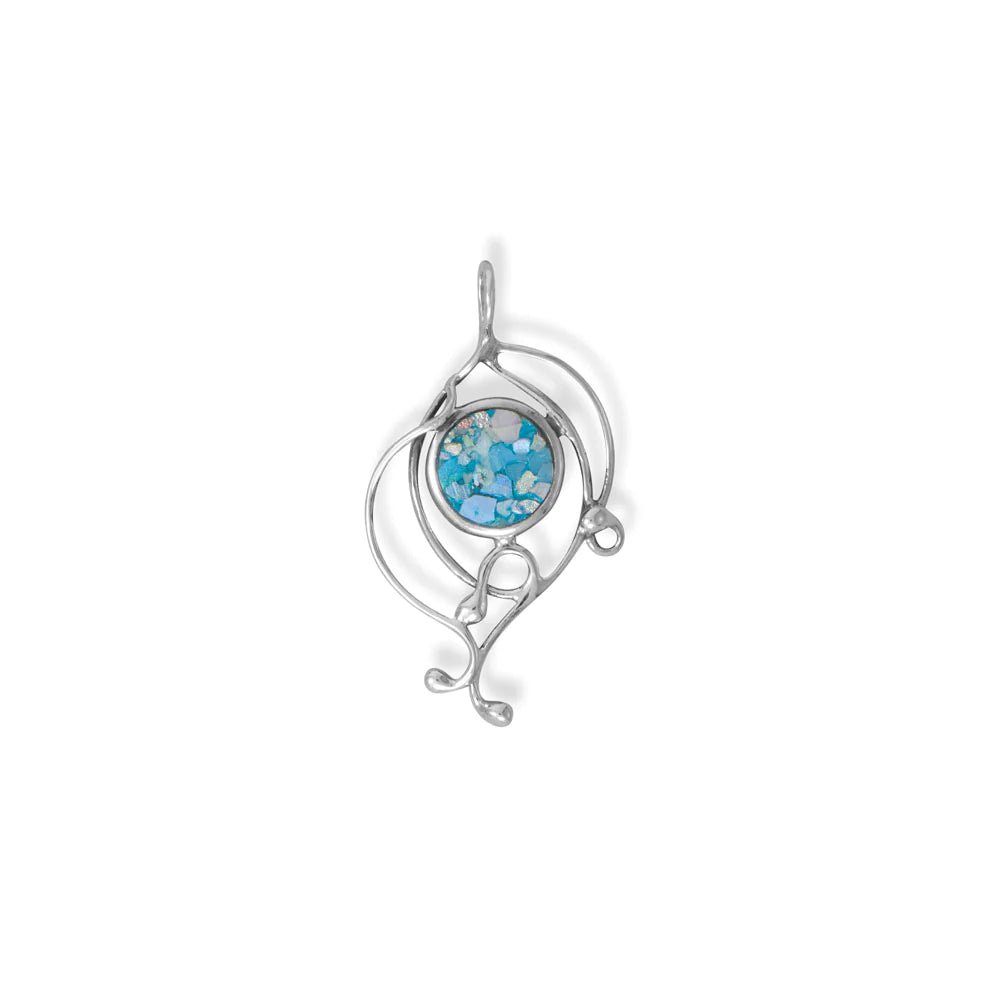 Elegant Oxidized Roman Glass Pendant