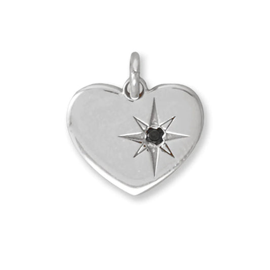 Black Diamond Heart Pendant with Star Design