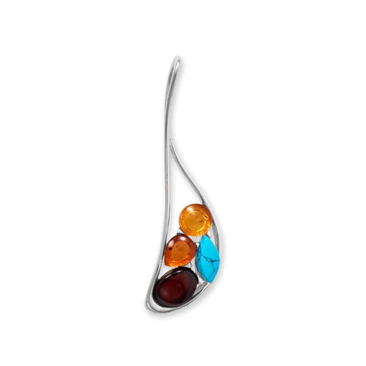Multi Color Amber and Turquoise Slide Pendant