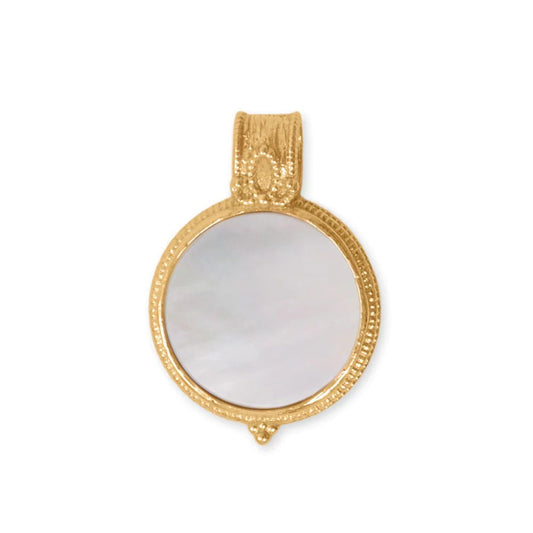 Expertly crafted 14K Gold Plated Mother of Pearl Pendant in Antique Style