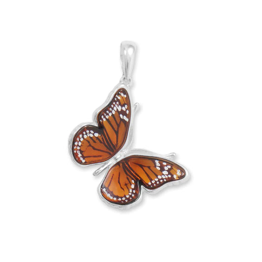 Baltic Amber Monarch Butterfly Pendant - Handcrafted